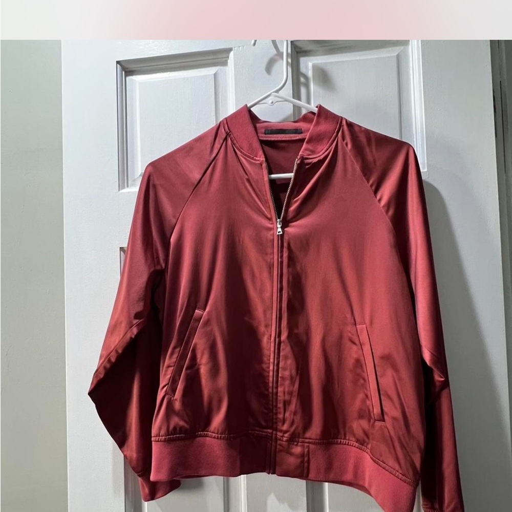 Uniqlo Pink/ Light Burgundy Satin Bomber Jacket
